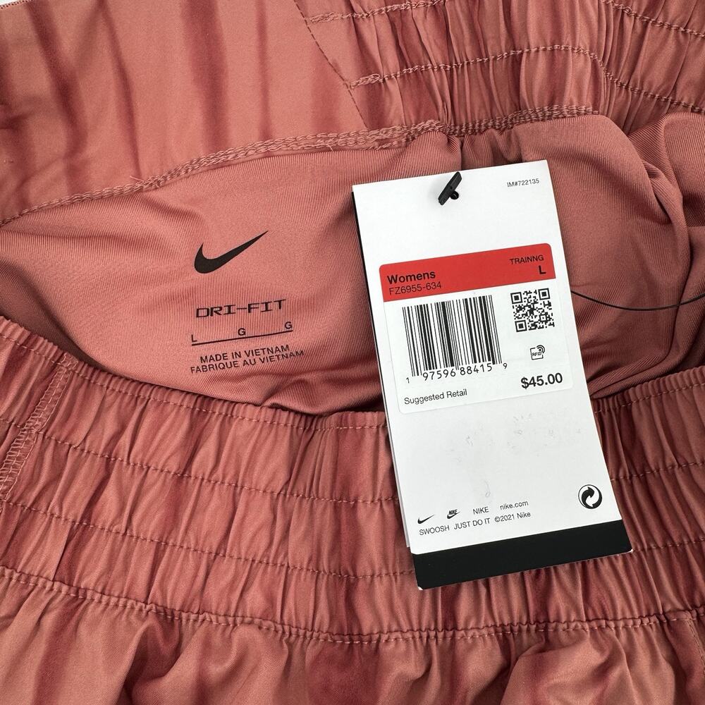 Nike One Dri-FIT High-Waisted 3" Brief-Lined Printed Shorts Canyon Pink Sz Large - Picture 10 of 13